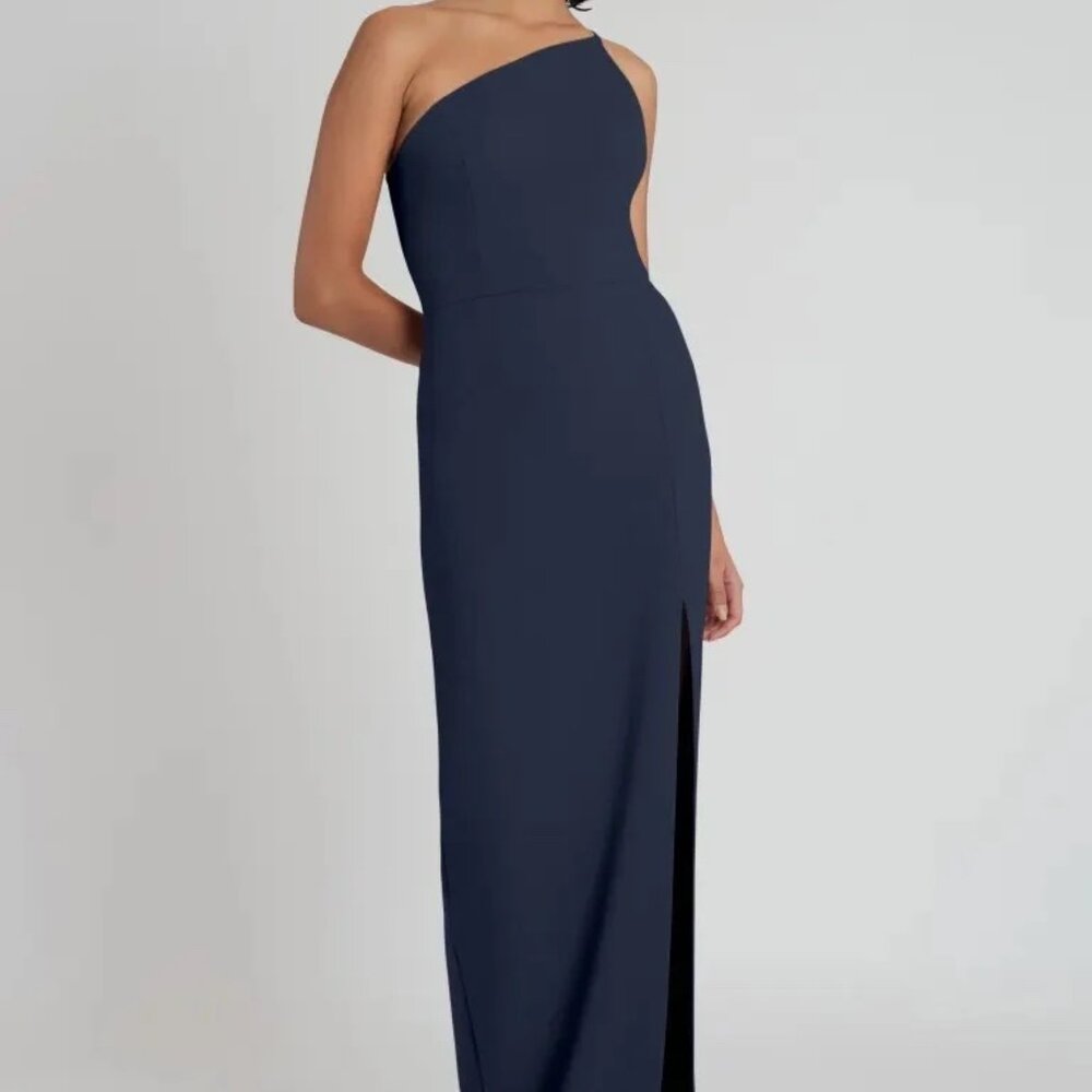 Jenny Yoo Aubrey Knit Crepe Bridesmaid Dress NAVY